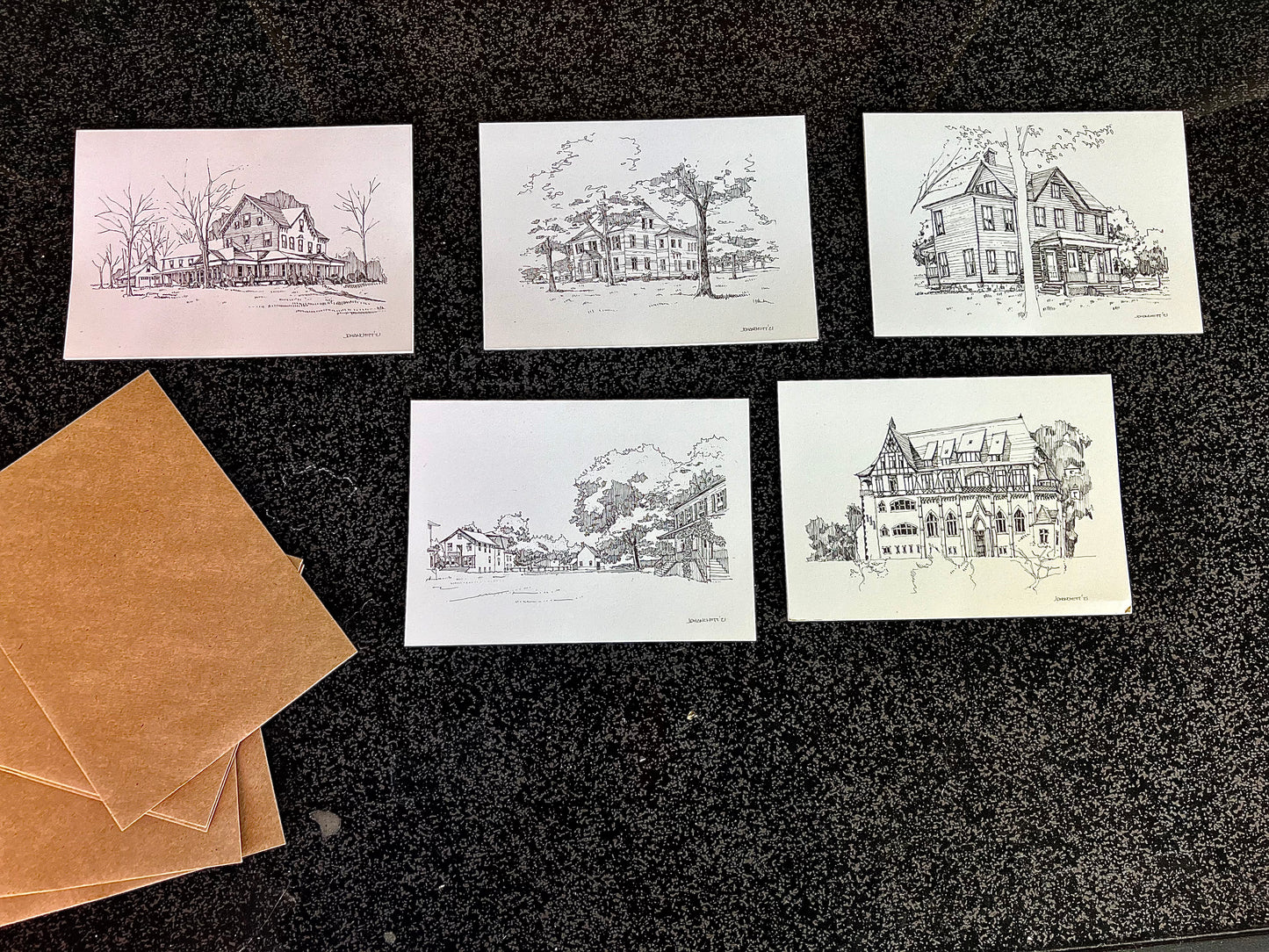 Hand Drawn Blank Cards (Liebenzell Buildings)